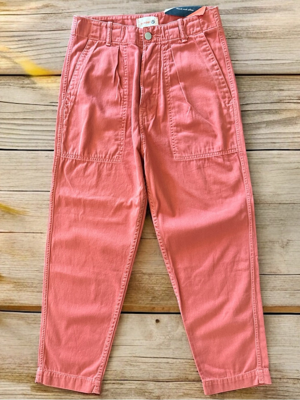 NWT Sundance Sundry Croft Pants High Waisted Button Fly Cotton Boho Size 26